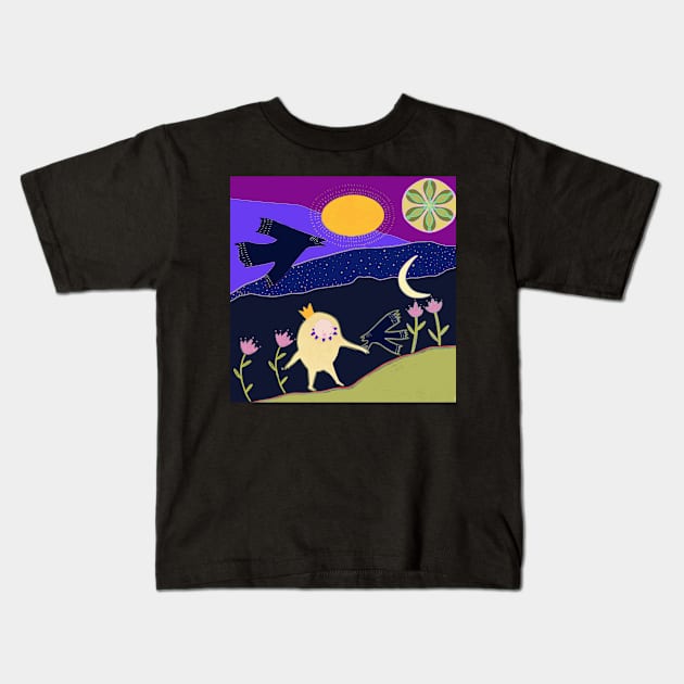 Night Garden Kids T-Shirt by HealingHearts17